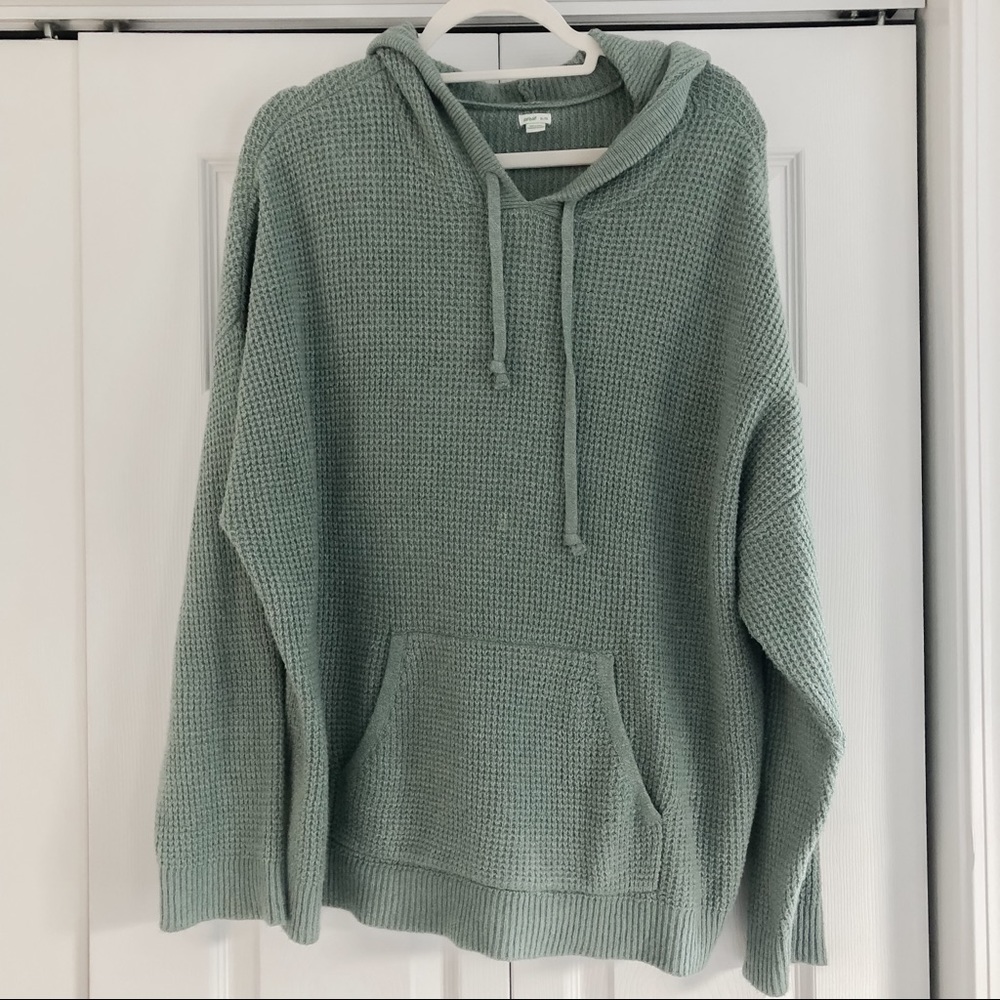 Aerie Green Waffle Knit Pullover